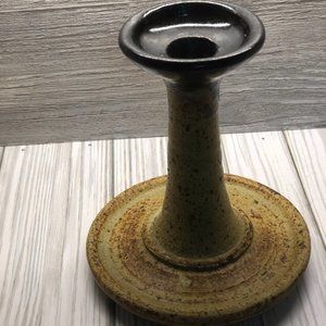 Vintage Sandstone Coated Pottery Candlestick